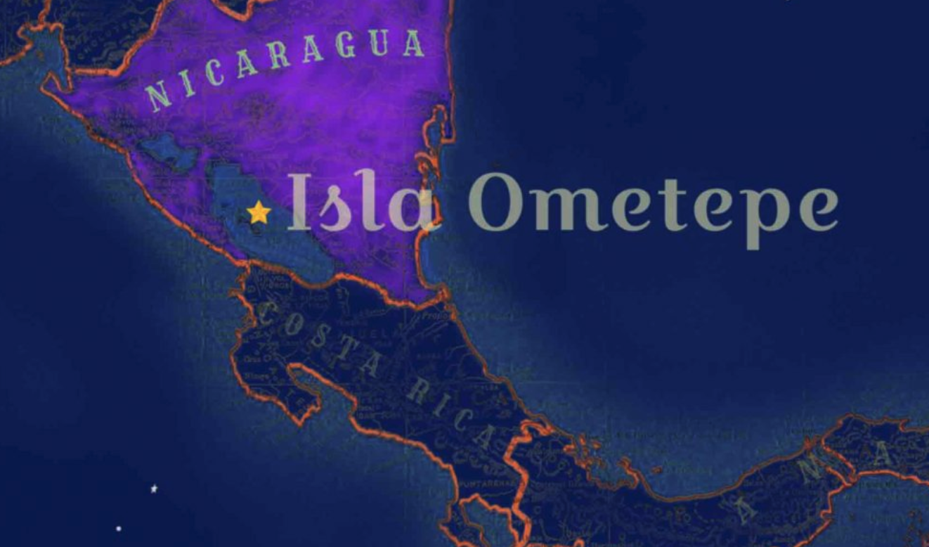 Map showing Nicaragua with the island of Ometepe